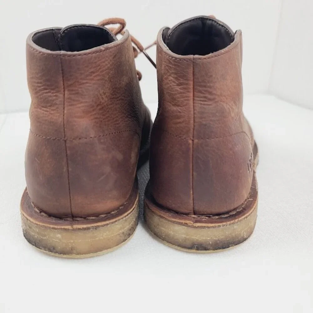 UGG Men's Brown Groveland 1105529 Leather Almond Toe Ankle Chukka Boot Size 10
